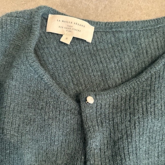 Sezane Gaspard Dark Green Cardigan Sweater - Womens Small - Picture 5 of 6